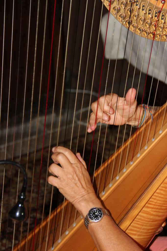 Les mains de la harpiste Claire Le Fur