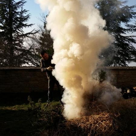 26 déc. matin, Signaux de fumée de Jean-Michel, au dessus de la brume