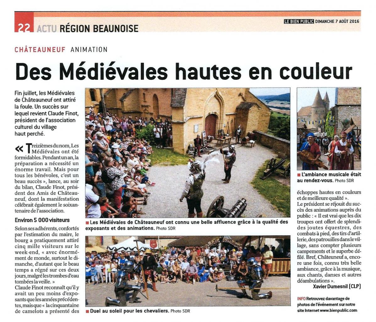 2016 08 07 le bien public edition de beaune medievales 2017